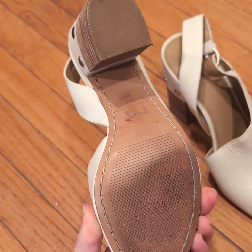 Marc Fisher Cream Peep Toe Slingback Sandals - Picture 6 of 11